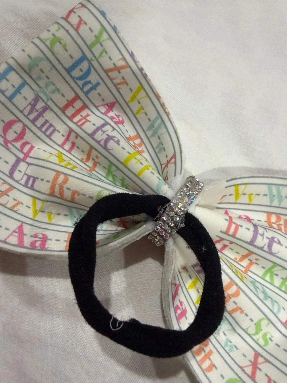 Kids Alphabet & Pencil Bow Hair Elastics - White and Pink